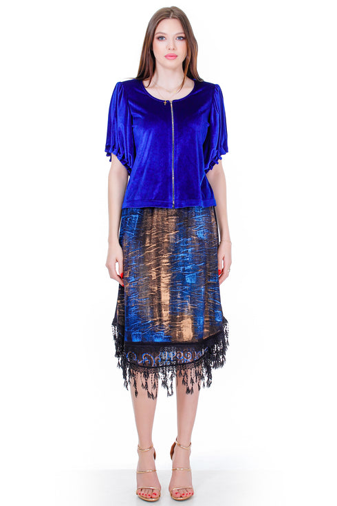 Fusta jerse pictata freeshipping - Liza Panait Online Boutique